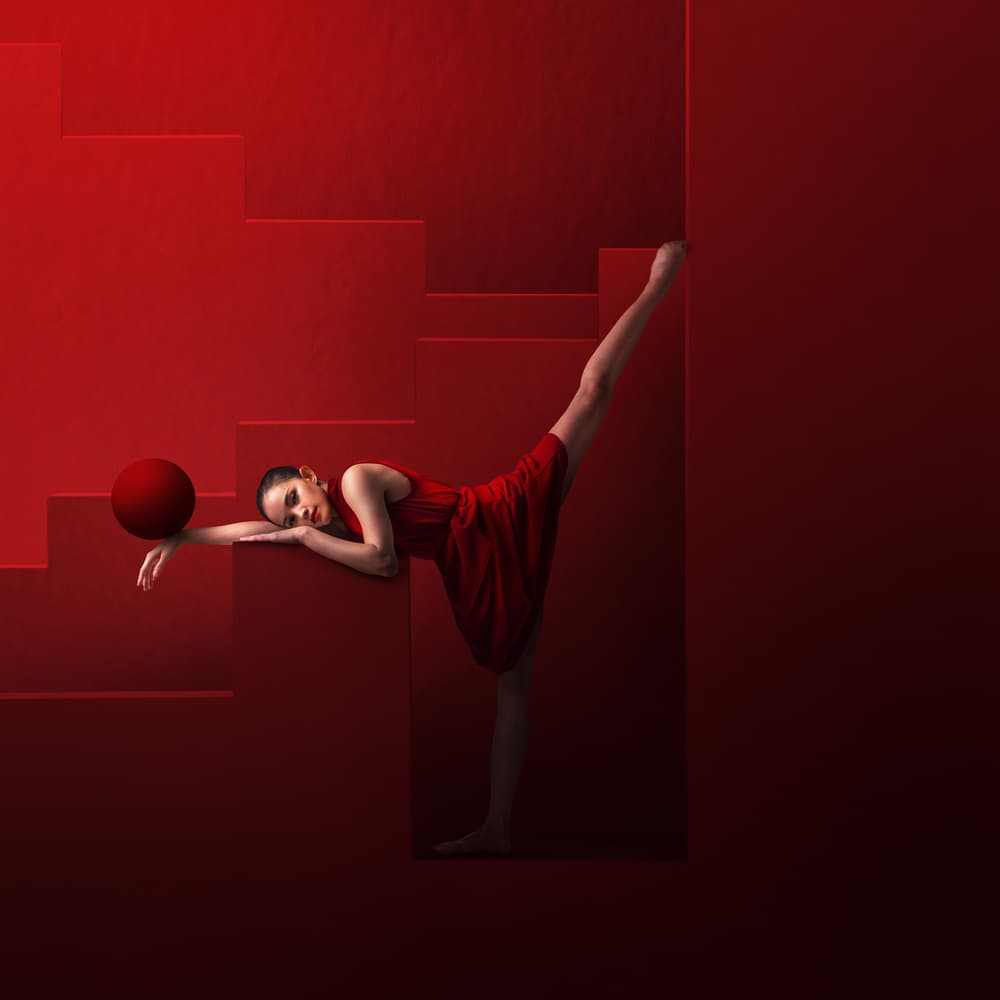 Red Ballet Pose by hardibudi — canvas wall art