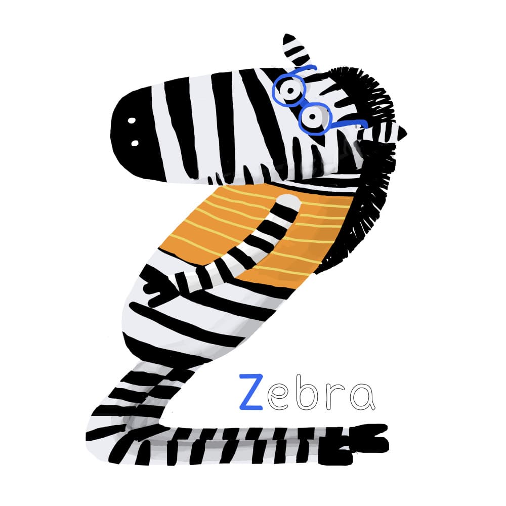 Playful Zebra Letter Z by Carla Daly — canvas wall art