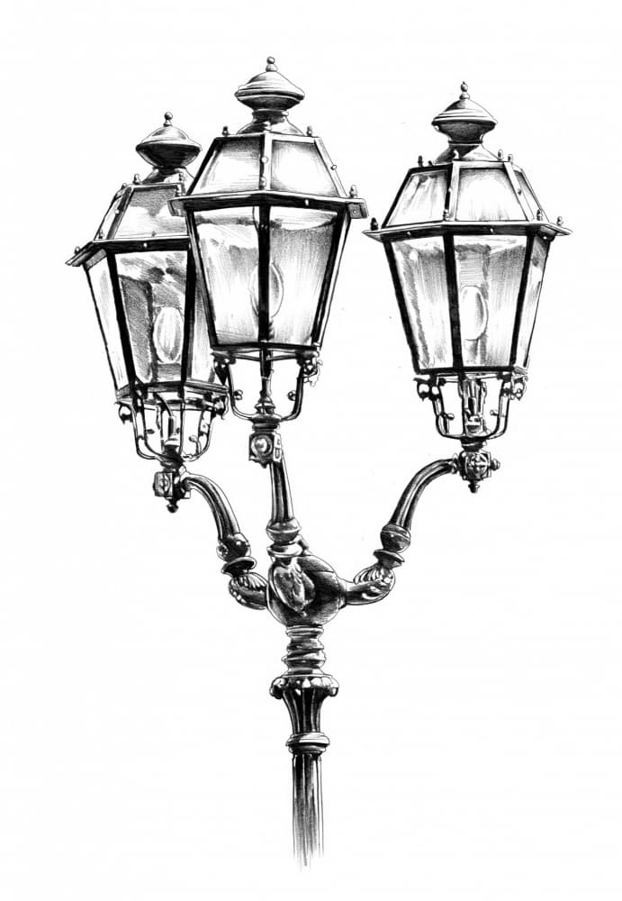 Ornate Vintage Street Lamp by Kulik — canvas wall art