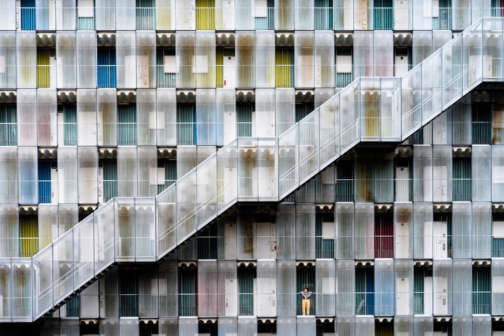 Geometric Building Staircase by Tetsuya Hashimoto — canvas wall art