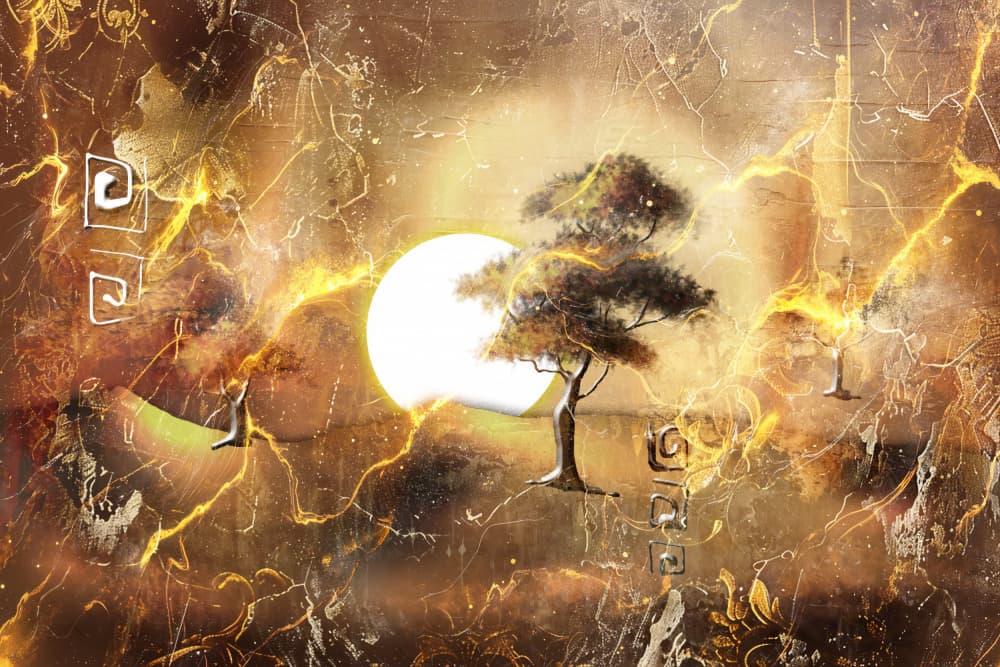 Golden Zen Tree by Rafal Kulik — canvas wall art
