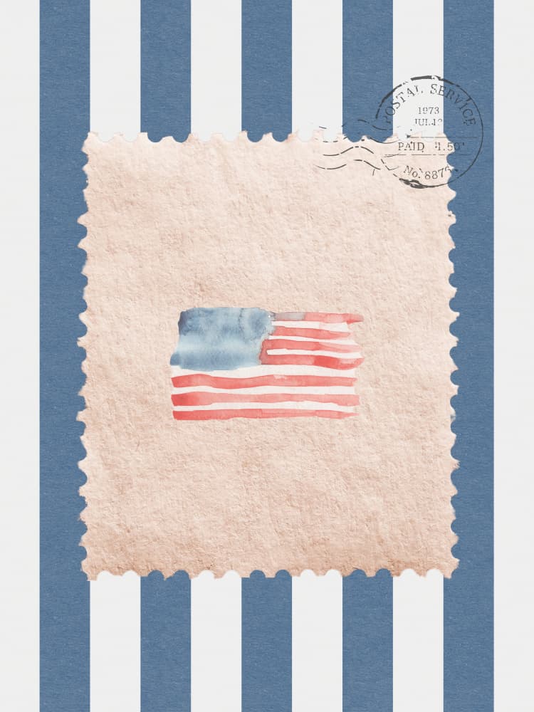 Watercolor Flag Stamp by Jolly and Dash — canvas wall art