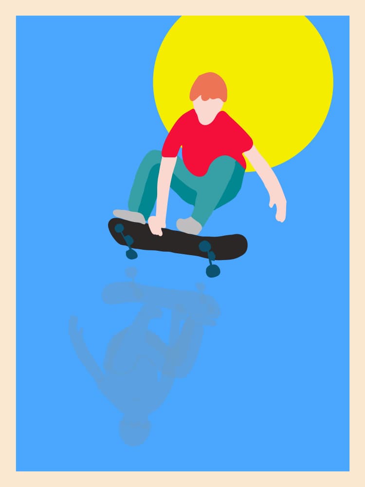 Skater Under Sun by WallChart Art Studio — canvas wall art