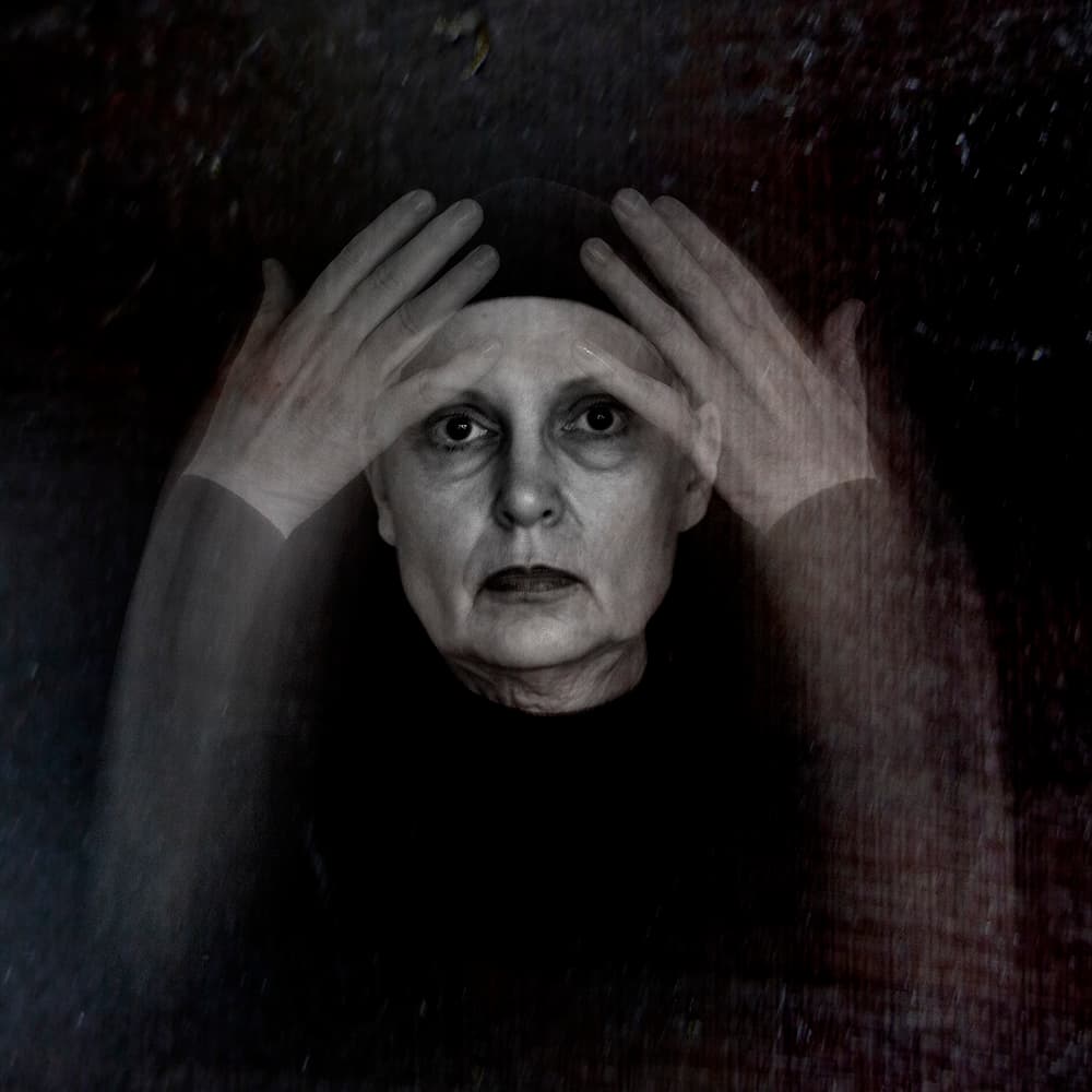 Intense Gaze Ghostly Hands by Angelika Martha Himburg — canvas wall art