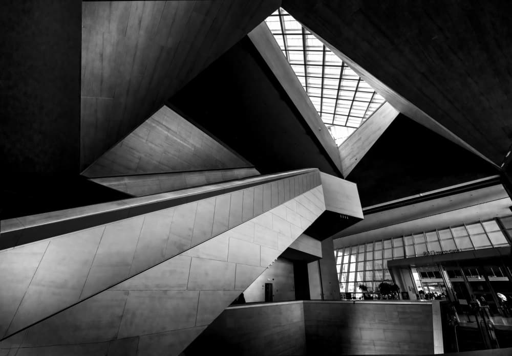 Modern Geometric Interior by Jiahong Zeng — canvas wall art
