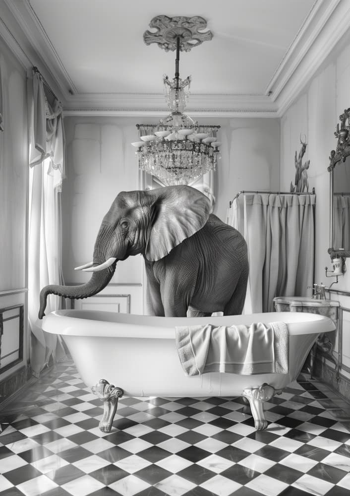 Surreal Elephant Bath by Niky Rahner — canvas wall art