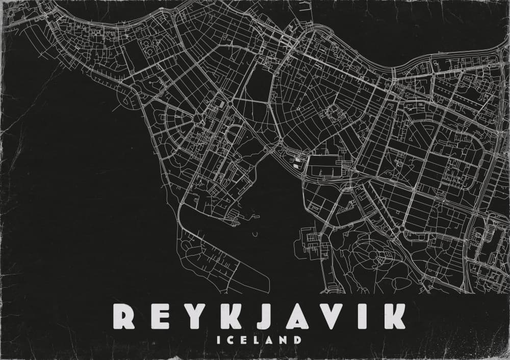 Reykjavik Iceland Map by Nicholas — canvas wall art