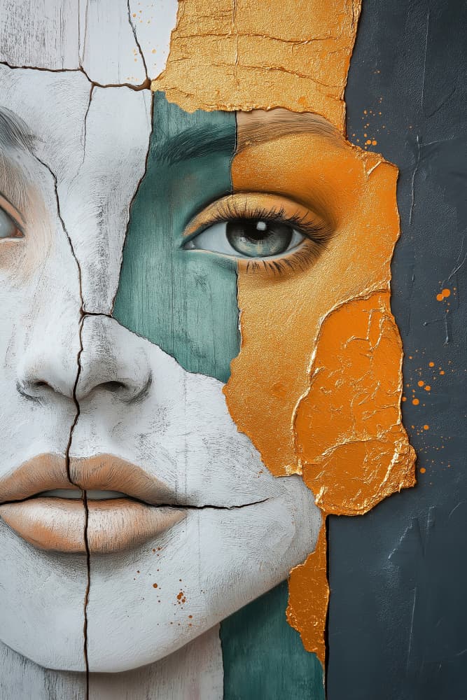 Golden Fragmented Portrait by Mauro — canvas wall art