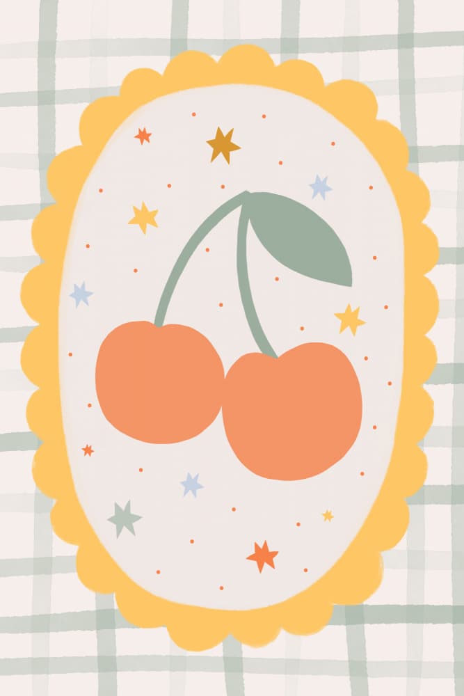 Sweet Plaid Cherries by Menina Lisboa — canvas wall art
