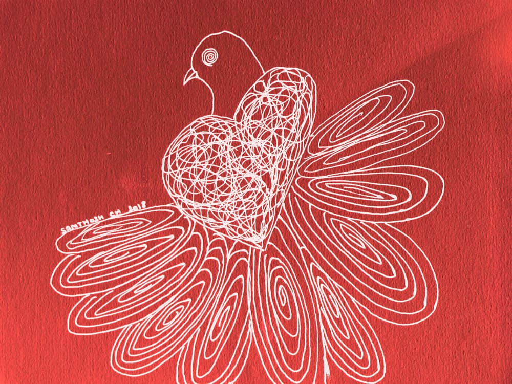 Love Heart Dove by Santhosh ch — canvas wall art