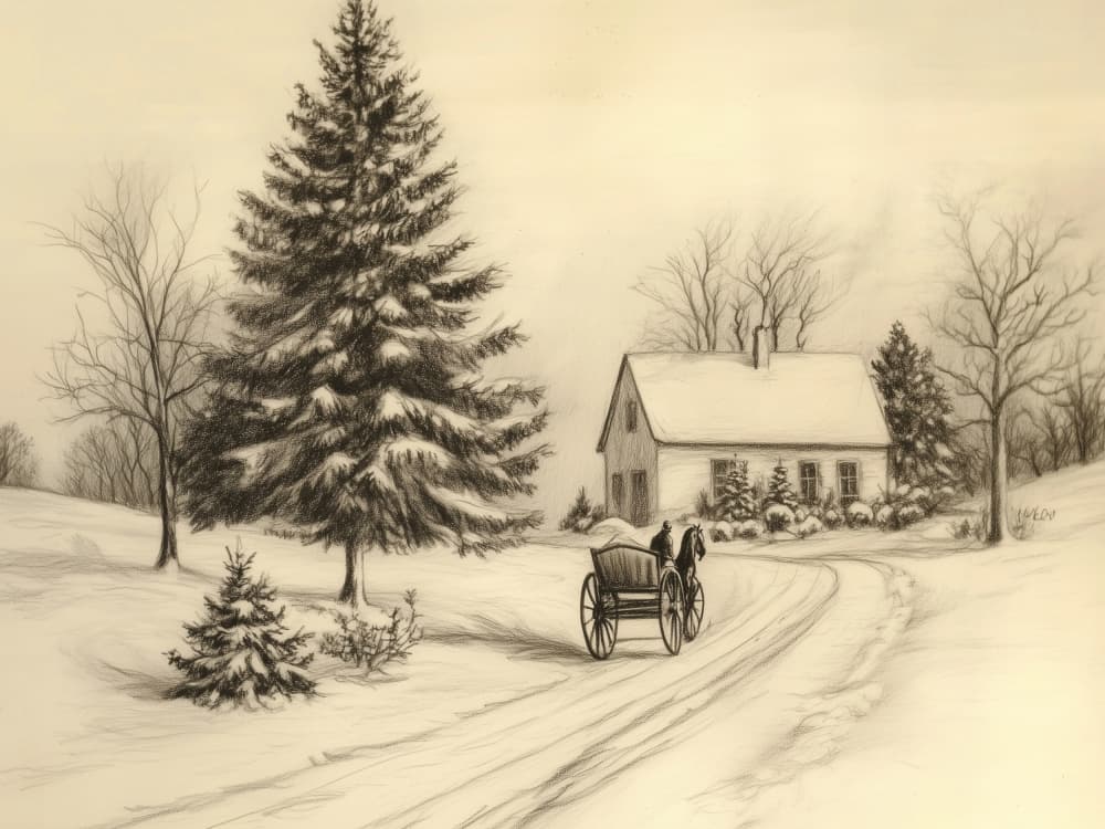 Winter Home Carriage by Jolly and Dash — canvas wall art