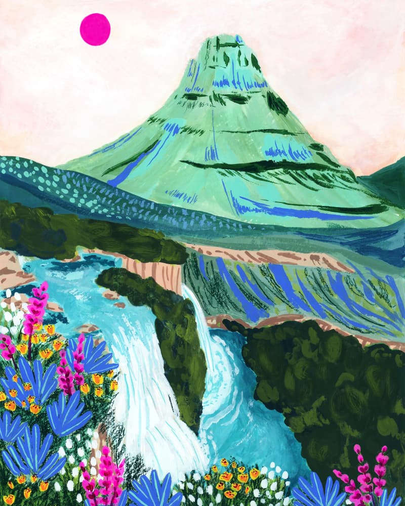 Vibrant Mountain Falls by Sarah Gesek — canvas wall art