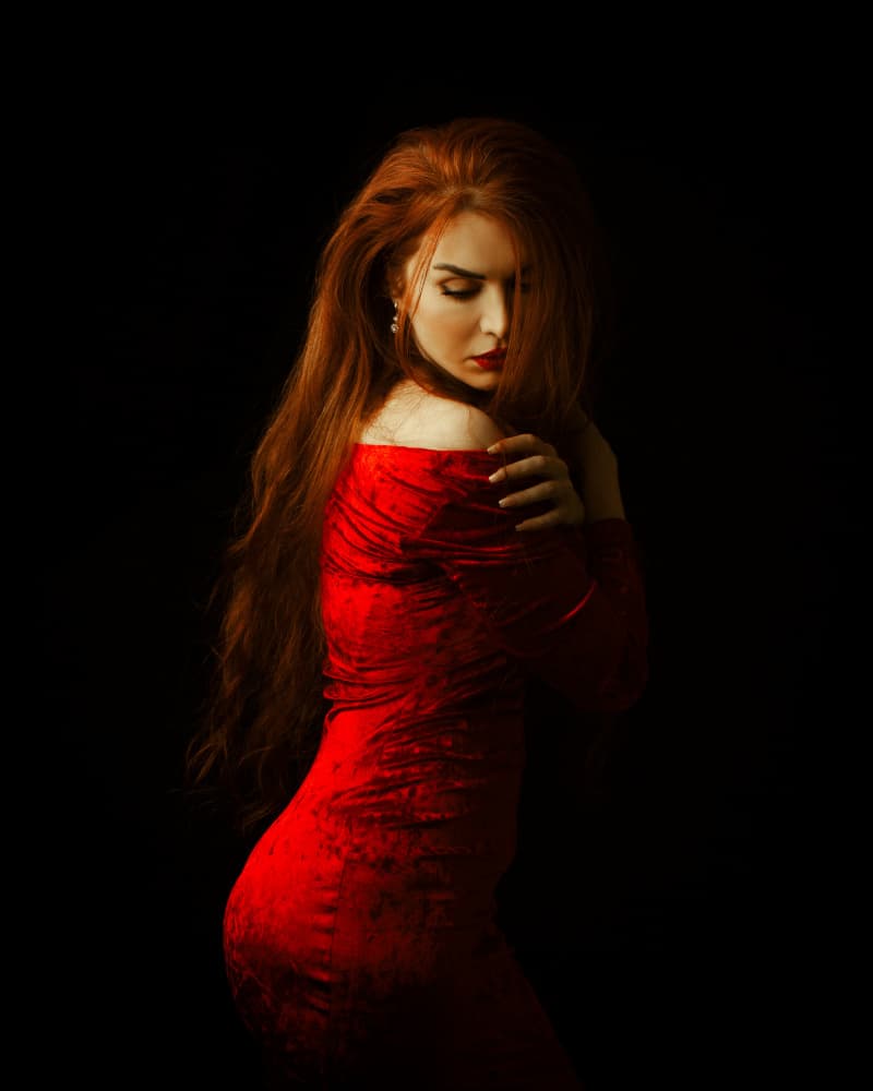 Mysterious Woman in Red by Mehdi Mokhtari — canvas wall art