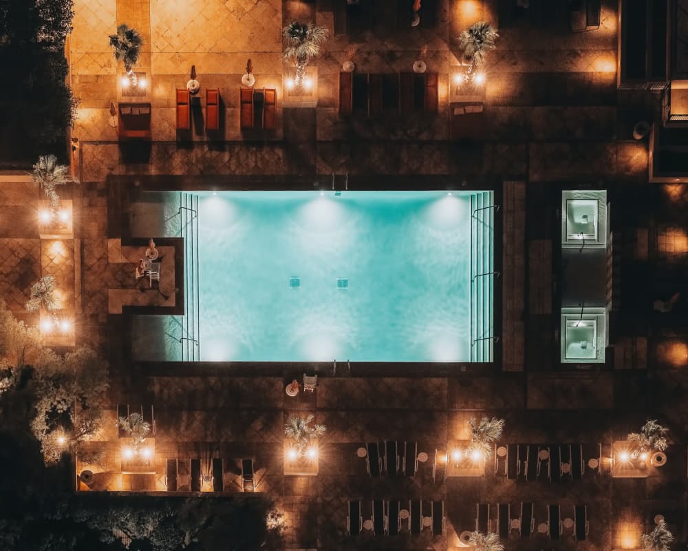 Illuminated Night Pool by Marcus Hennen — canvas wall art