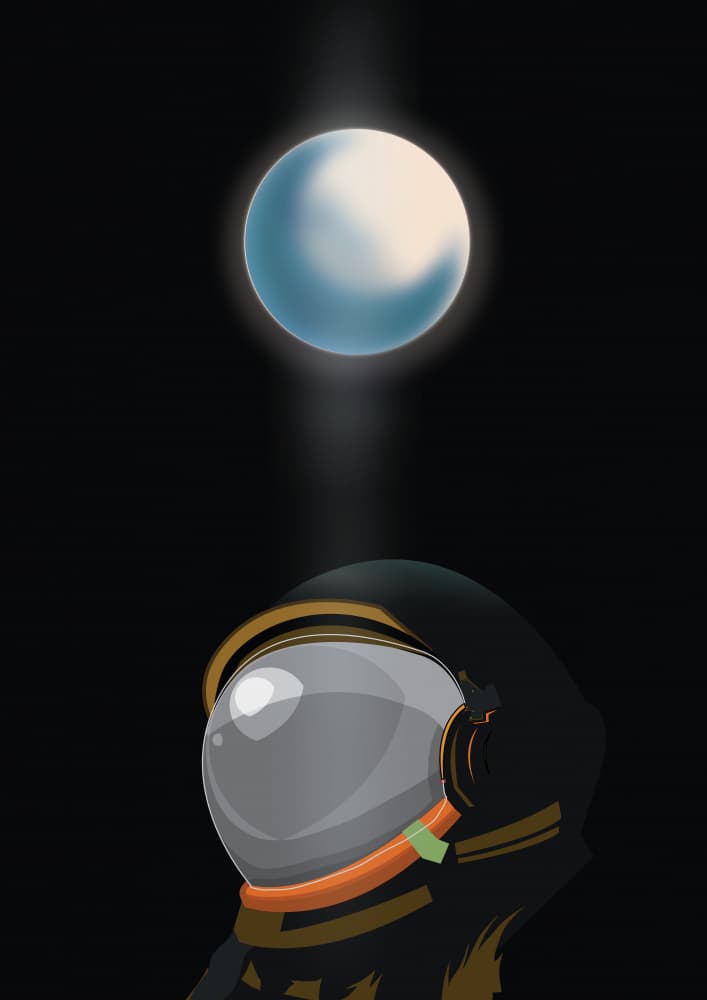 Astronaut's Cosmic Gaze by Nicholas — canvas wall art