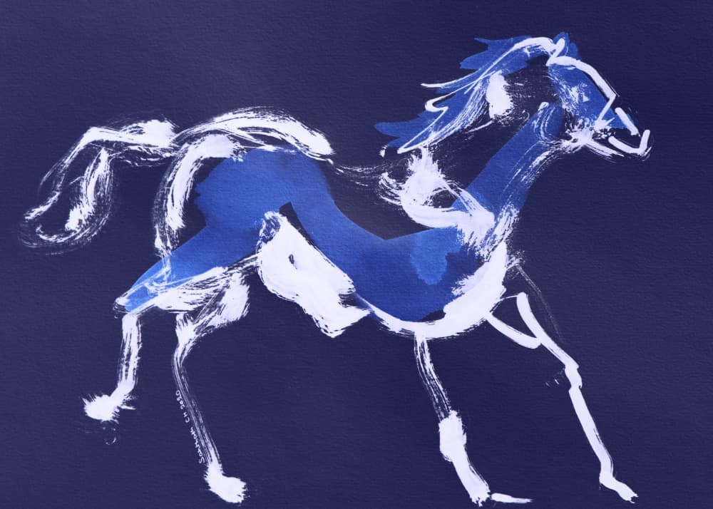 Dynamic Blue Horse by Santhosh ch — canvas wall art