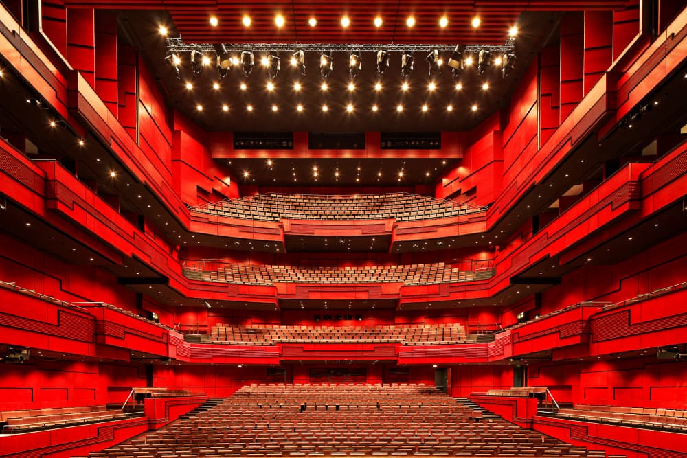 Grand Red Theater Interior by Martin Fleckenstein — canvas wall art