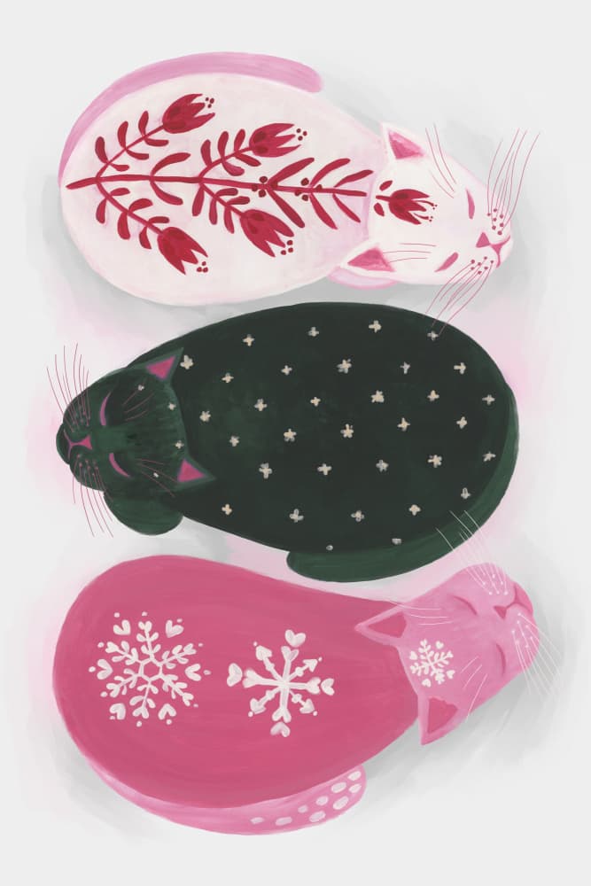 Cozy Winter Cats by Rosana Laiz Blursbyai — canvas wall art