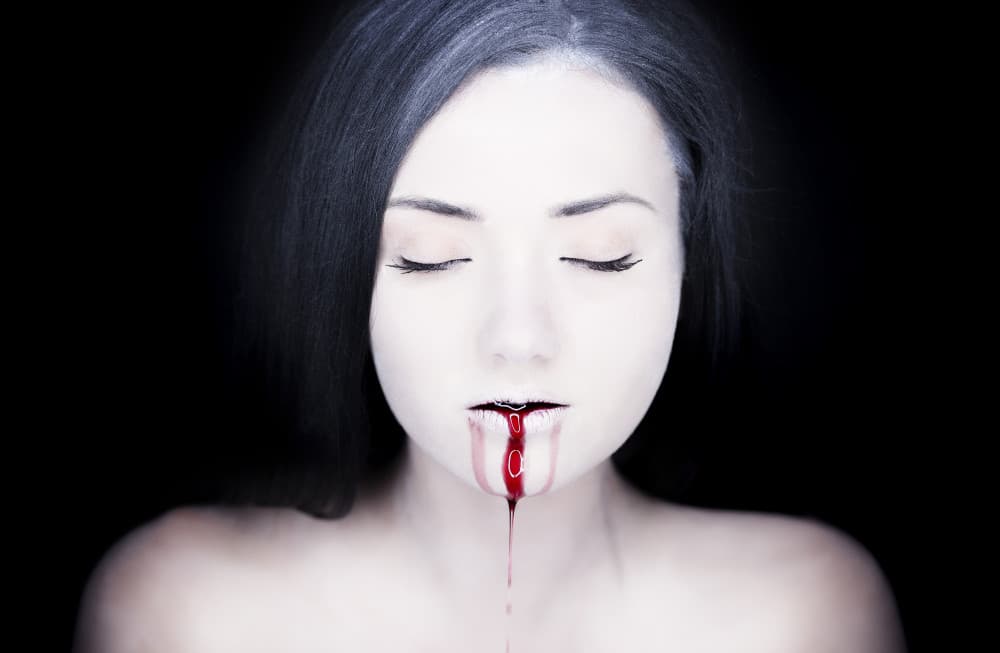 Vampire Woman Dripping Blood by Oren Hayman — canvas wall art