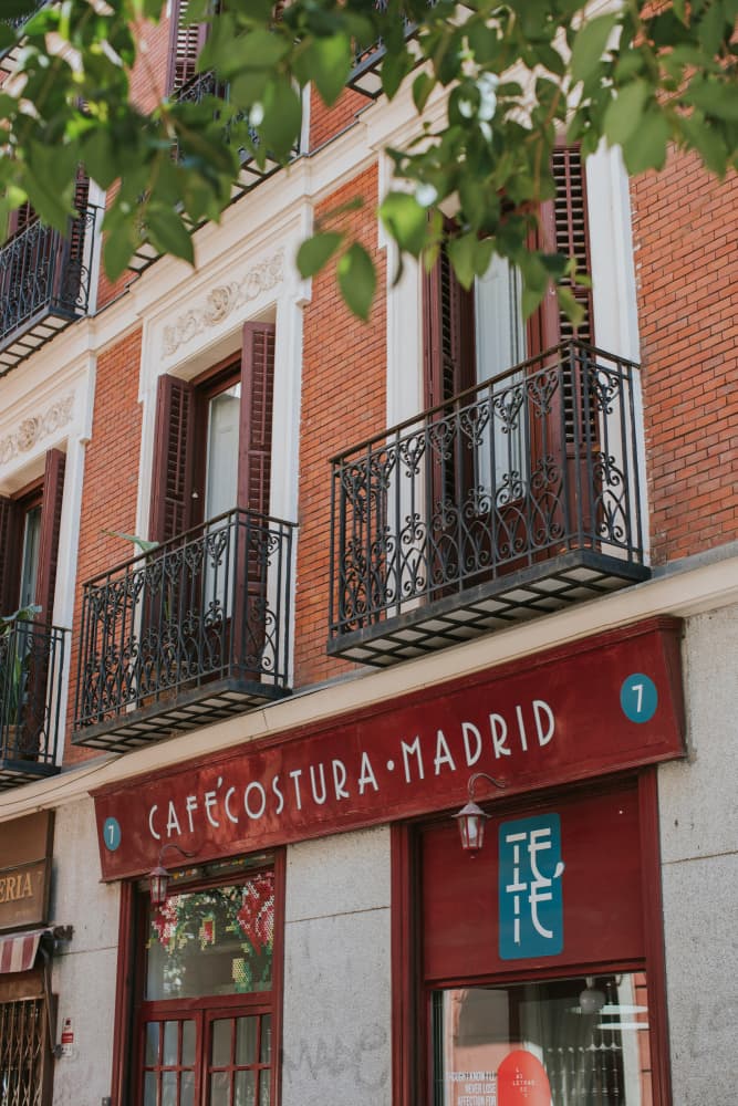 Charming Madrid Street Cafe by Claudia Casal — canvas wall art