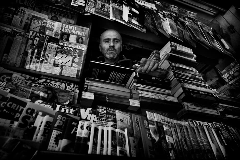 Urban Newsstand Portrait by Antonio Grambone — canvas wall art