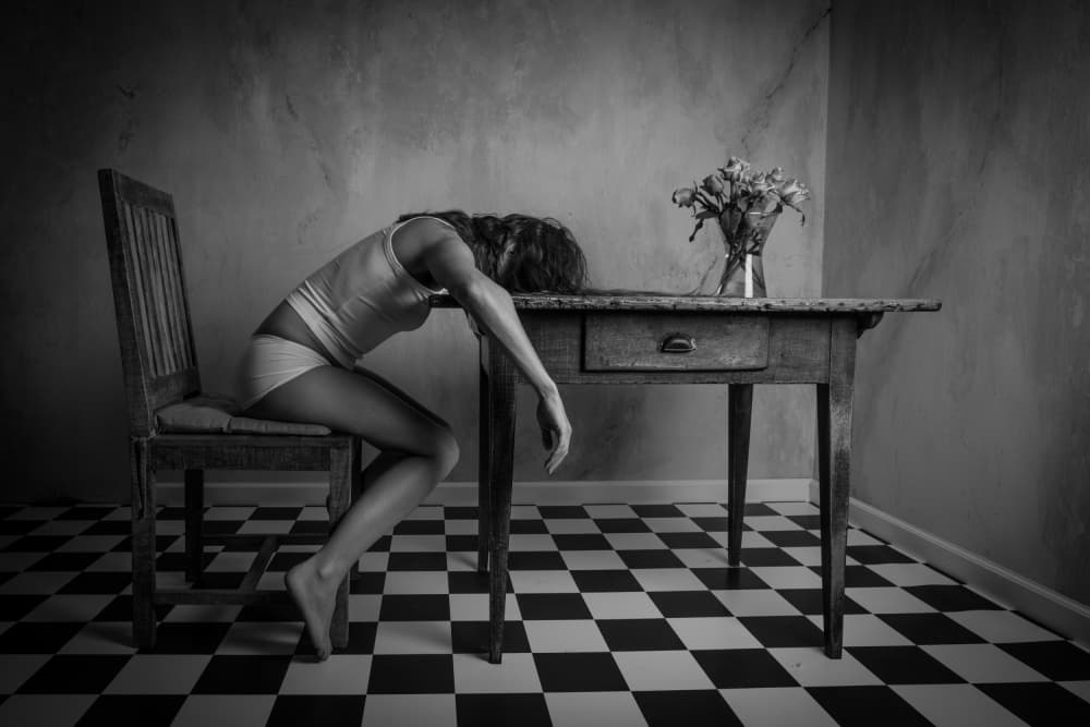 Solitary Woman Melancholy by Christian Kurz — canvas wall art