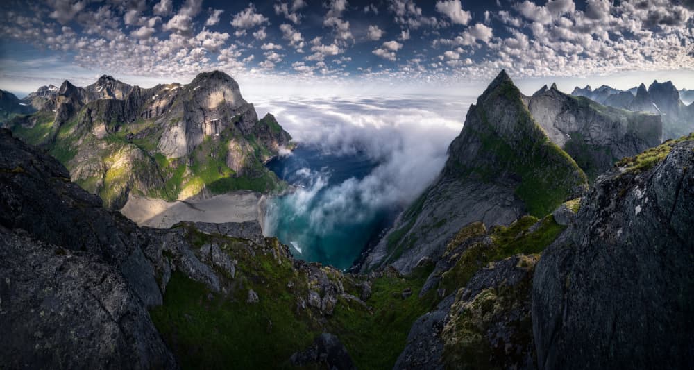 Majestic Fjord Peaks by Karol Nienartowicz — canvas wall art