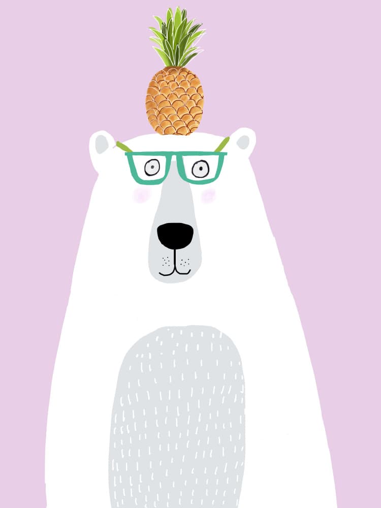 Cute Polar Bear Pineapple by Carla Daly — canvas wall art