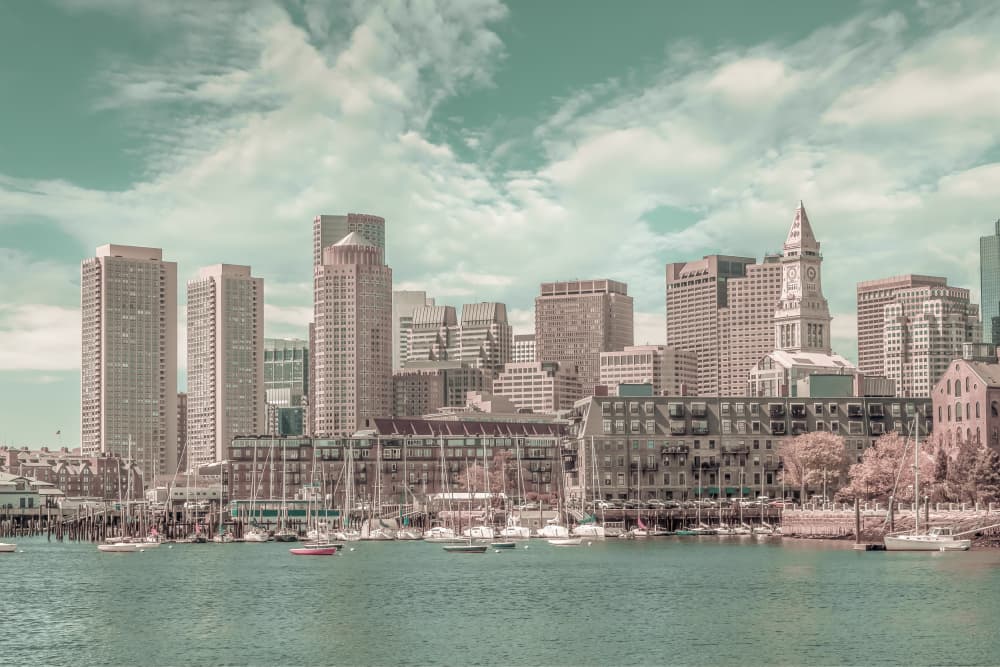 Historic Boston Skyline by Melanie Viola — canvas wall art
