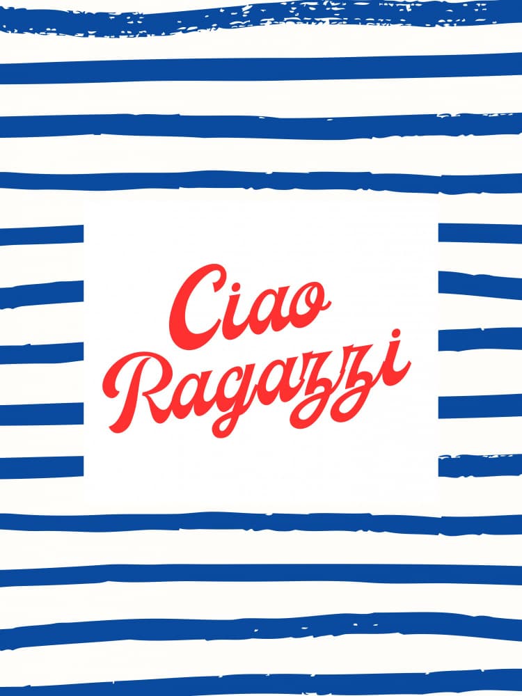Ciao Ragazzi Stripes by Ohkimiko — canvas wall art