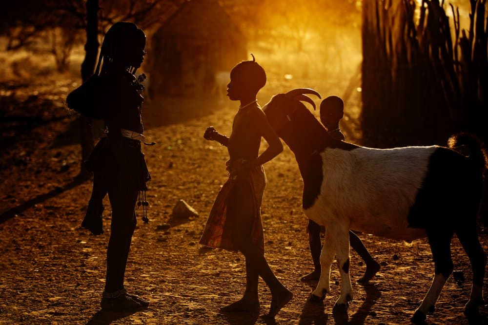 African Children Golden Sunset by Gina Buliga — canvas wall art