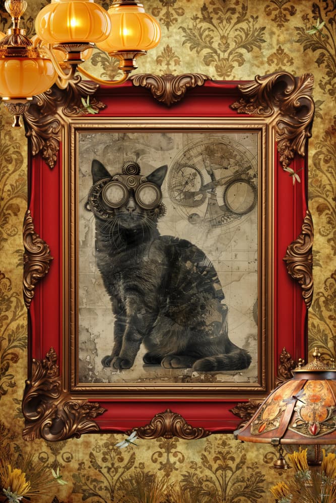 Steampunk Cat Portrait by Sue Skellern — canvas wall art