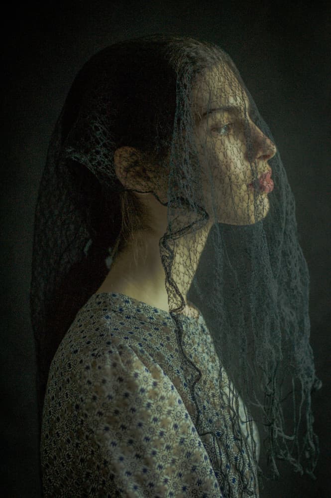 Pensive Veiled Woman by Barbora Biňovcová — canvas wall art