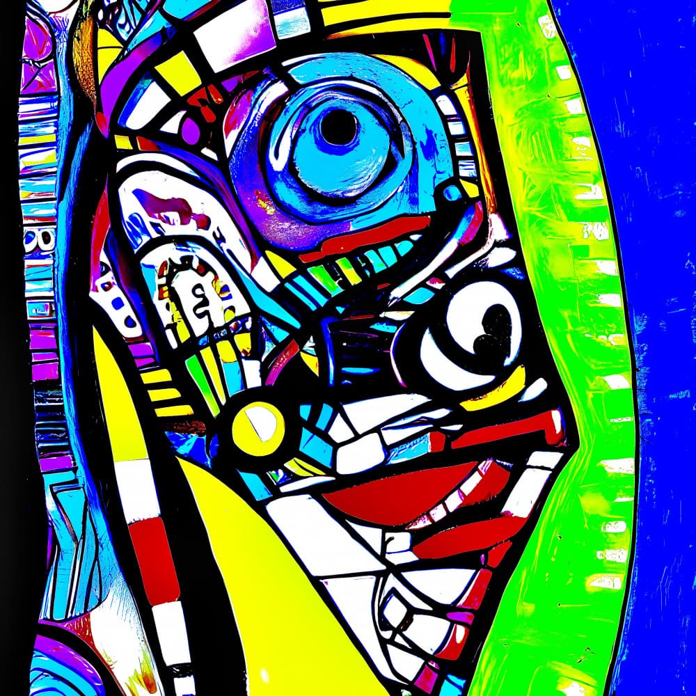 Vibrant Abstract Face by mnemonixART — canvas wall art