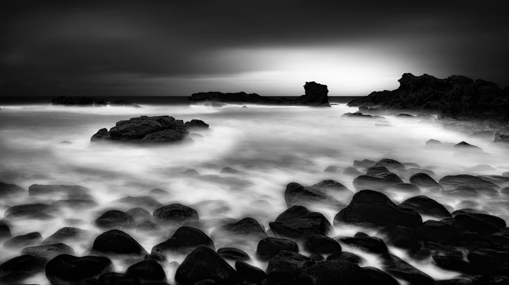 Misty Ocean Rocks by Paulo Abrantes — canvas wall art