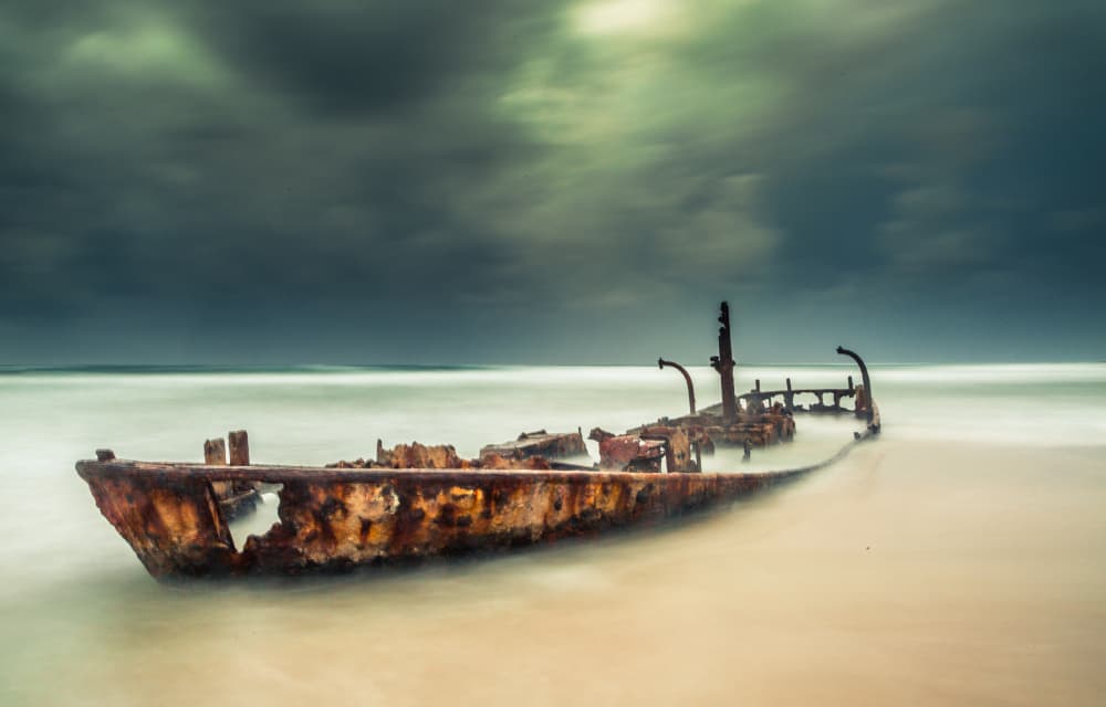 Dramatic Shipwreck Beach by Wisam Hassan — canvas wall art