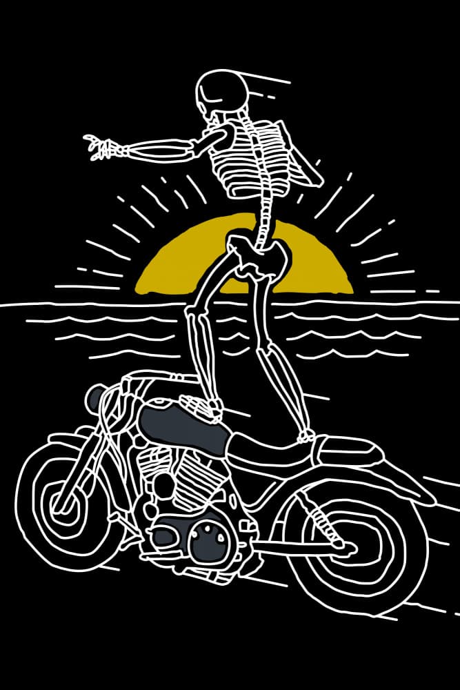 Skeleton Sunset Ride by jay stanley — canvas wall art