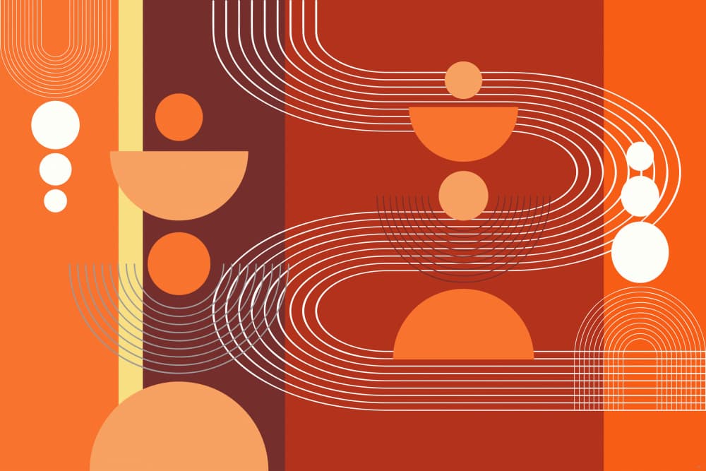 Orange Mid-Century Forms by Sue Skellern — canvas wall art