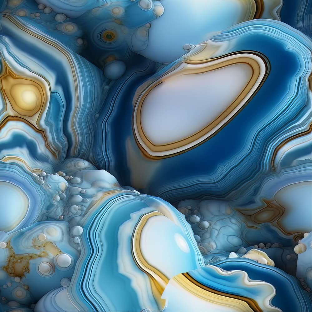 Golden Blue Agate Layers by Bilge Paksoylu — canvas wall art