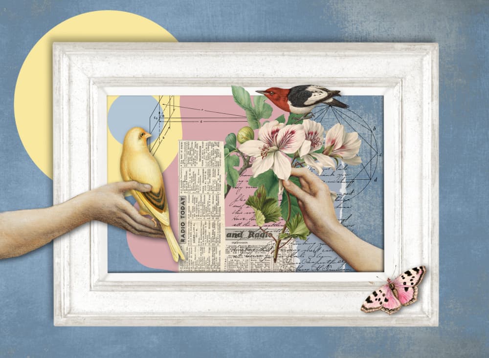Delicate Nature Collage by Marja van den Hurk — canvas wall art