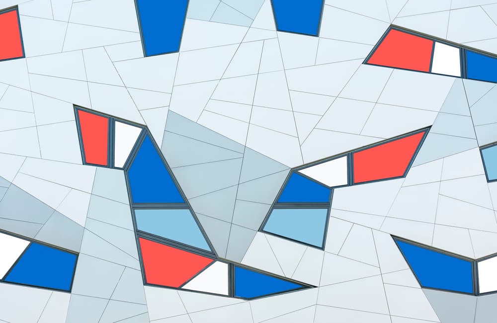 Vibrant Geometric Facade by Greetje van Son — canvas wall art