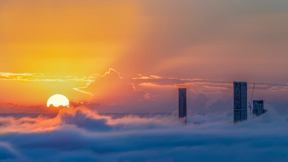Golden City Sunrise by Emanuel Papamanolis — canvas wall art