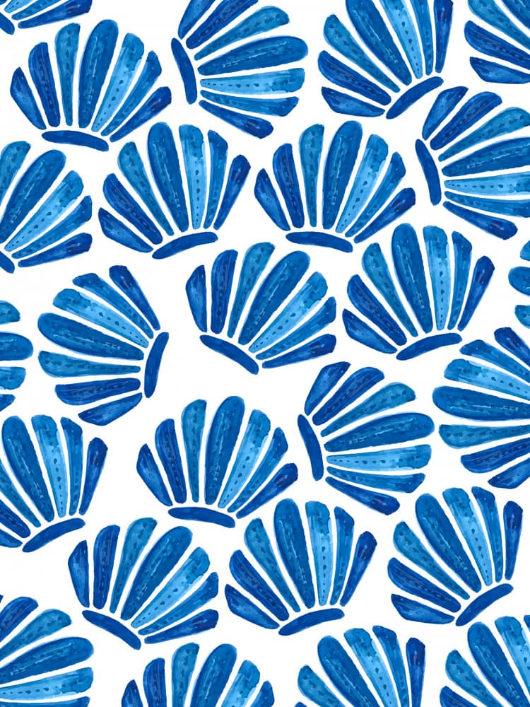 Watercolor Shells Pattern by Elizabeth C — canvas wall art