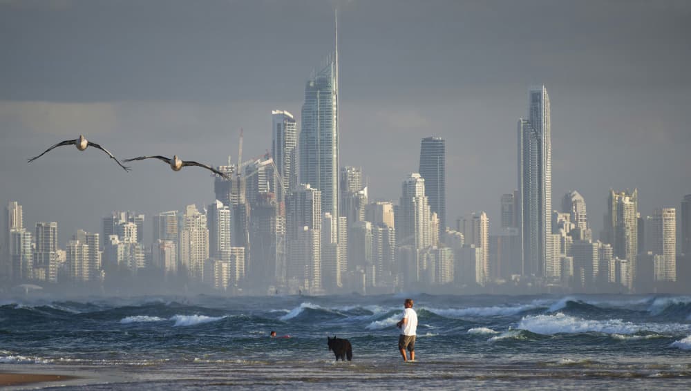Coastal City Serenity by Emanuel Papamanolis — canvas wall art