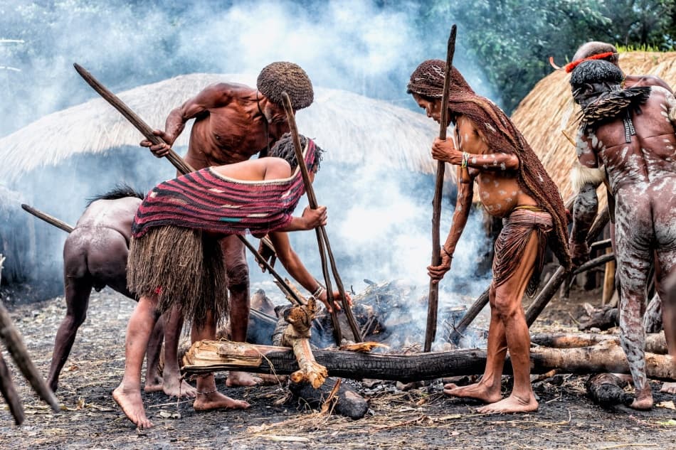 Tribal Fire Cooking by Pavol Stranak — canvas wall art