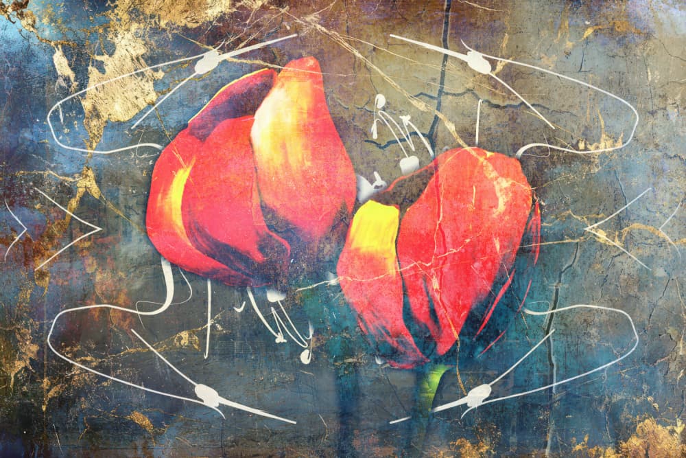 Textured Red Blooms by Rafal Kulik — canvas wall art