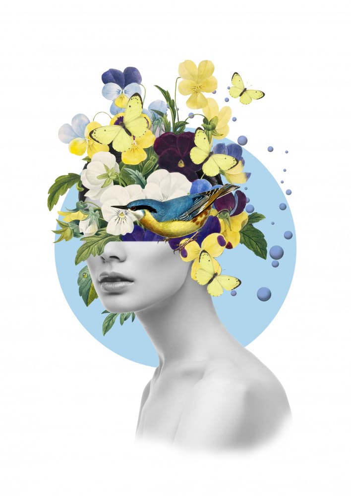 Surreal Floral Head by Marja van den Hurk — canvas wall art