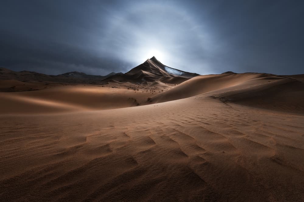 Sunlit Desert Mountain by NingYun Ye — canvas wall art