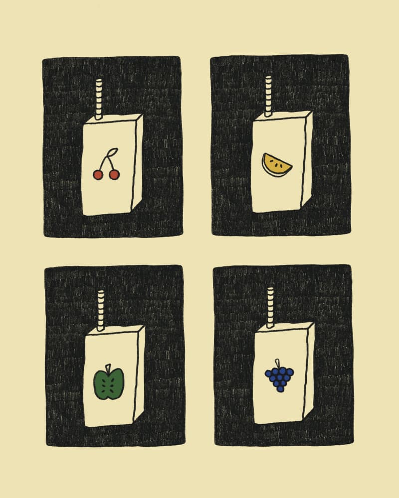 Playful Fruit Juice Boxes by Marina Alaburic — canvas wall art