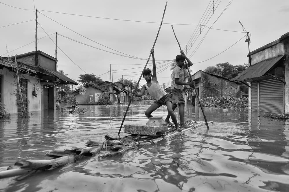 Village Flood Journey by Avishek Das — canvas wall art